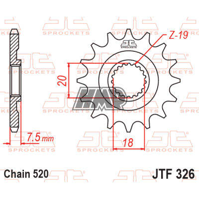 Pinhão HONDA CR 125 1987-2003 / 520 - z13 - JT